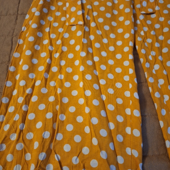Loose polyester Indero yellow 💛 white polka dots pants size L/XL - Picture 6 of 7